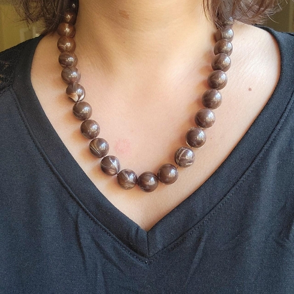 Vintage Classic Brown Beaded Boho Bohemian Necklace - Picture 2 of 6